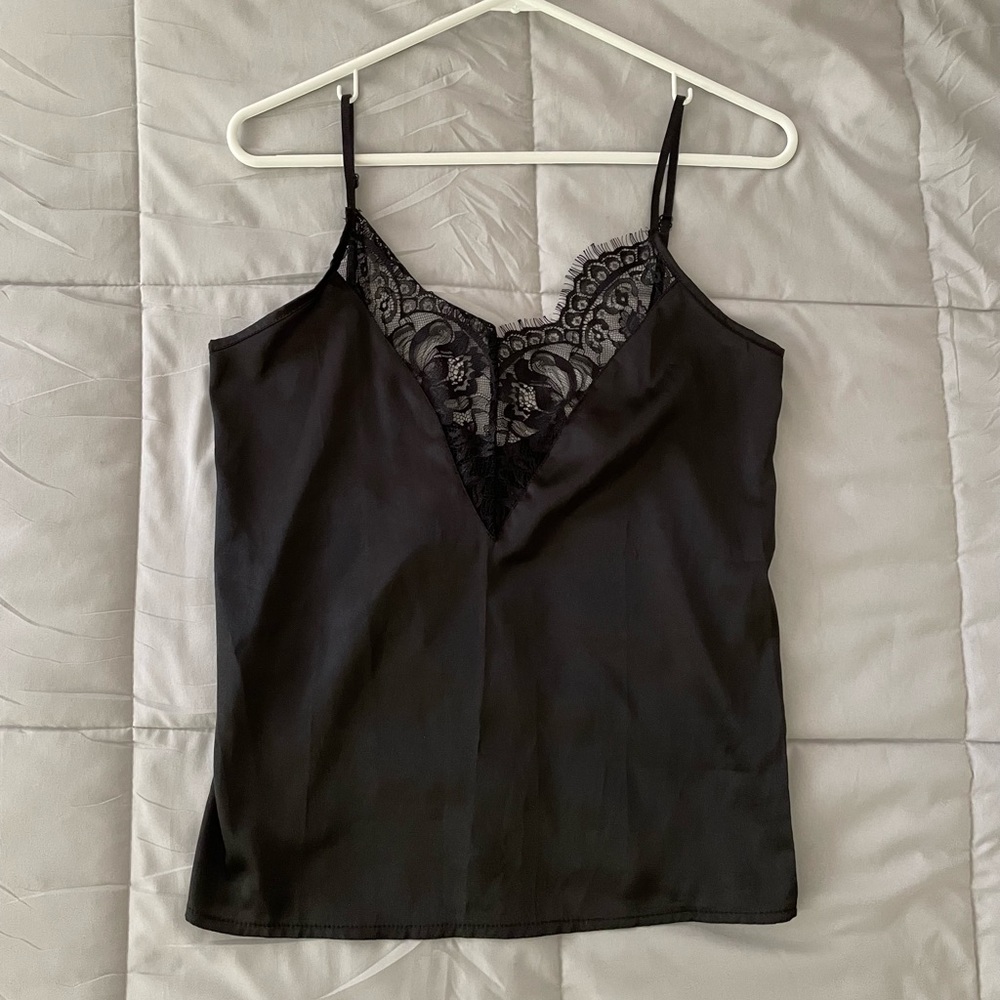 Black cami, rarely worn, silly texture